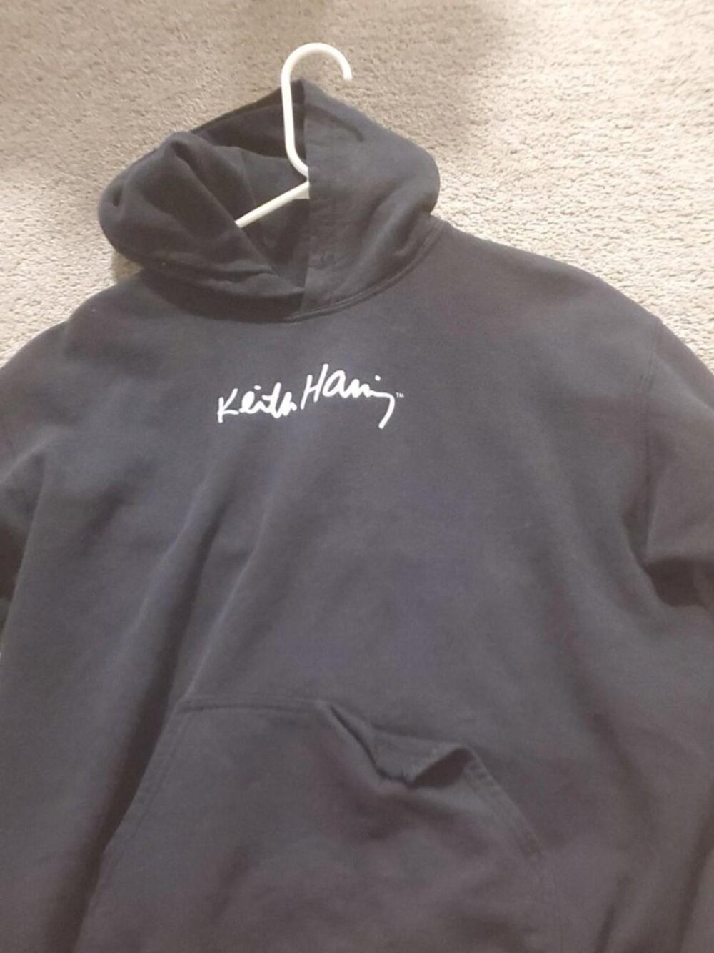 Keith Haring Black Embroidered Signature Pullover Hoodie Sweatshirt